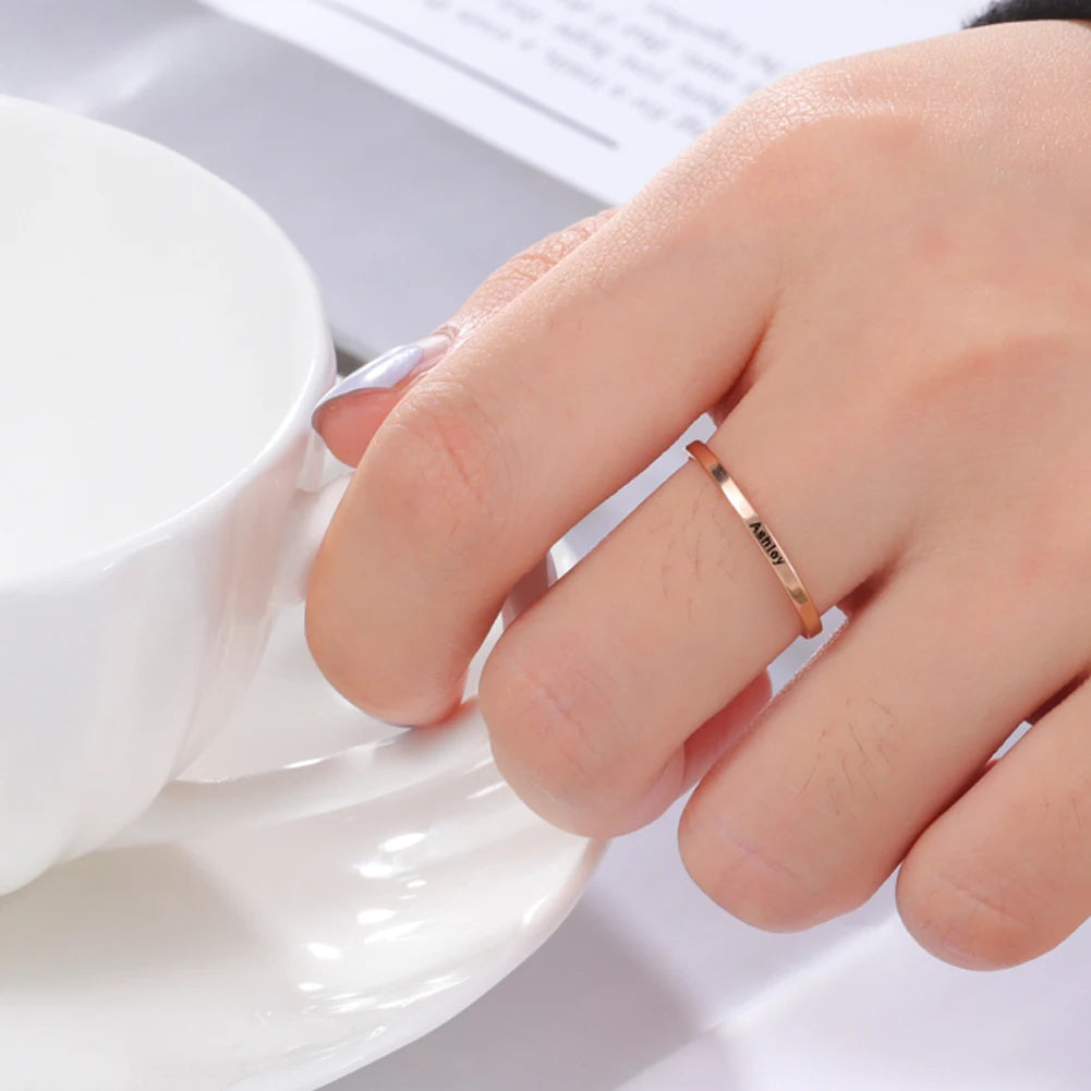 Personalized Name Engraved Ring — Couple's Keepsake
