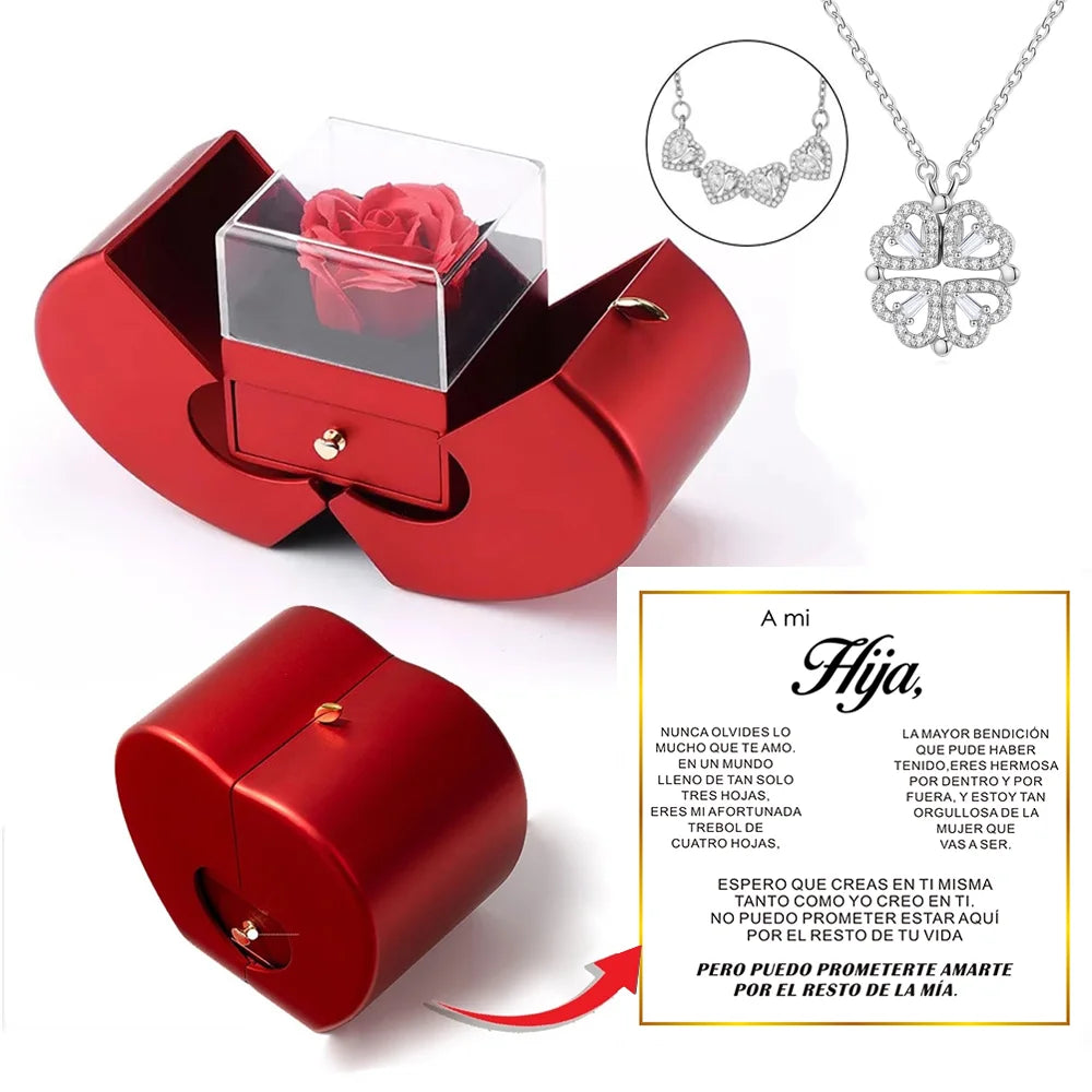 To My Daughter Four-Leaf Clover Necklace — Eternal Rose Gift Box