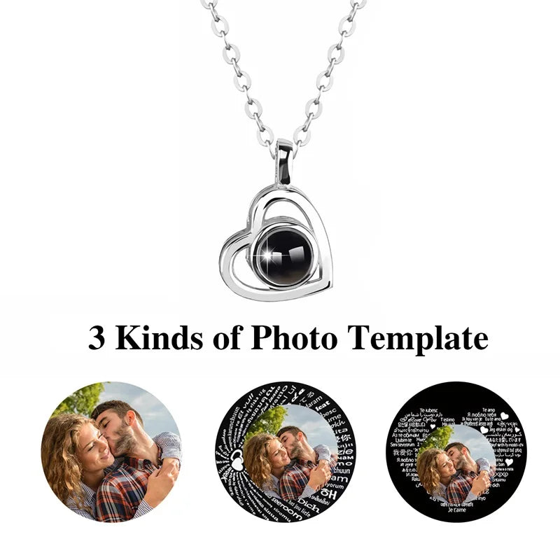 'I Love You in 100 Languages' Photo Projection Necklace
