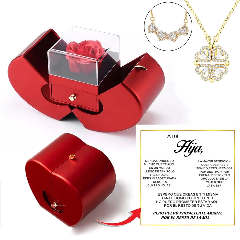 To My Daughter Four-Leaf Clover Necklace — Eternal Rose Gift Box