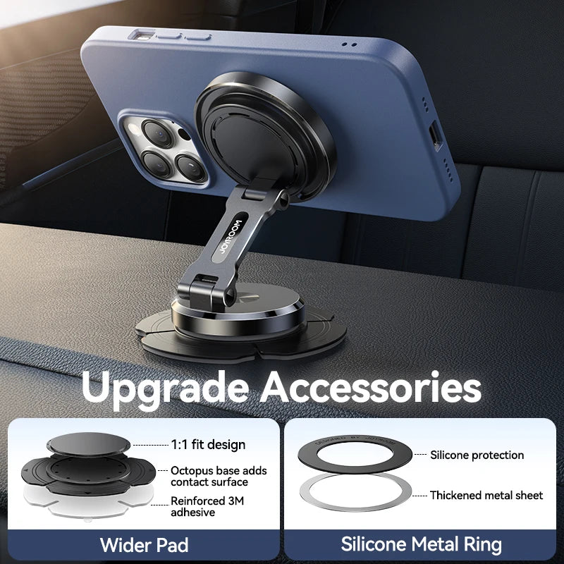 Joyroom Magnetic Car Phone Holder 15W Wireless Charging Phone Holder Charger Foldable With Rotatable Charging Panel For 4.7-7''