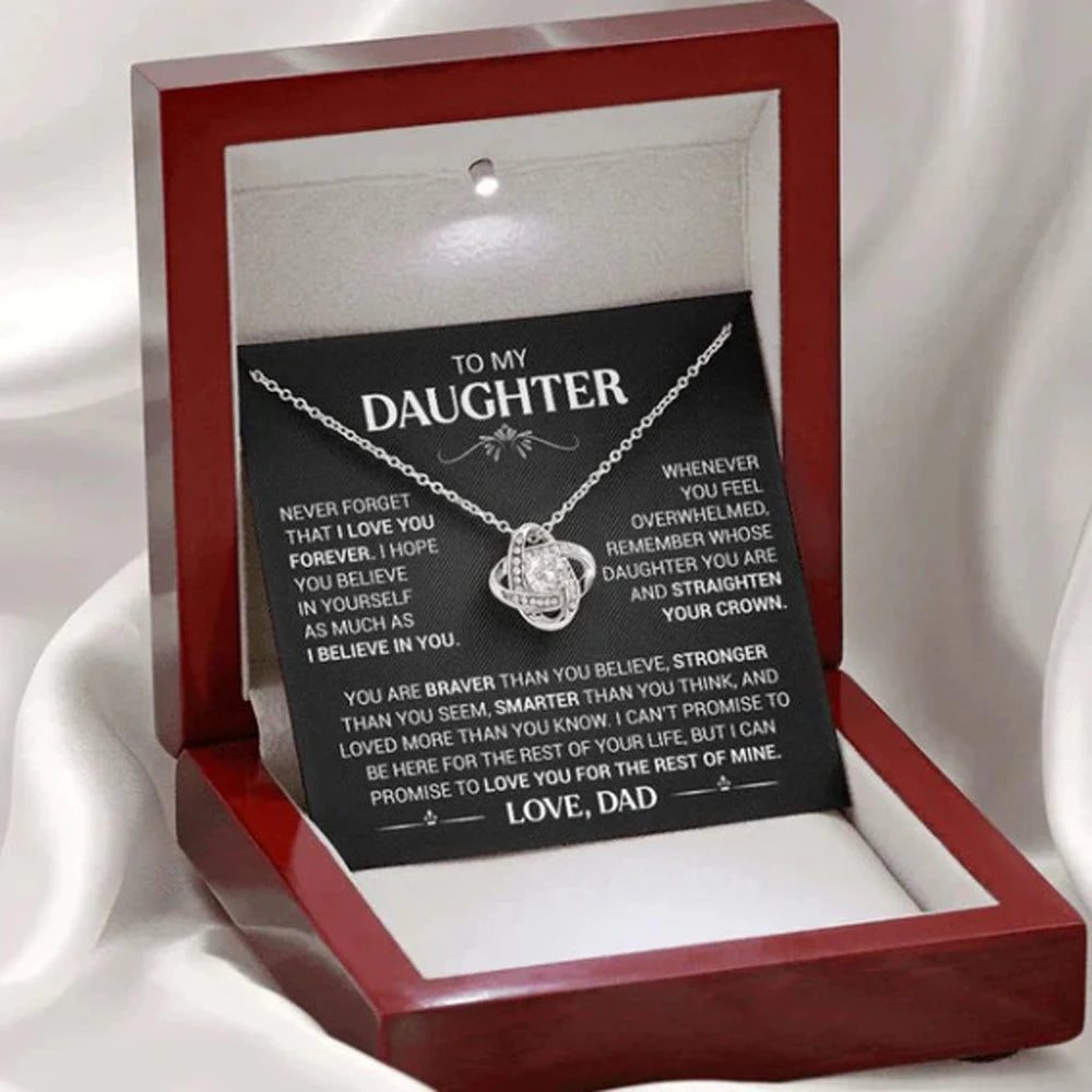 To My Daughter Necklace — Sterling Silver with Message Card & Gift Box