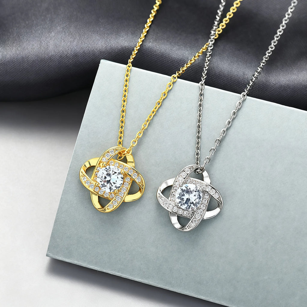 To My Daughter Four-Leaf Clover Necklace — Sterling Silver, LED Gift Box