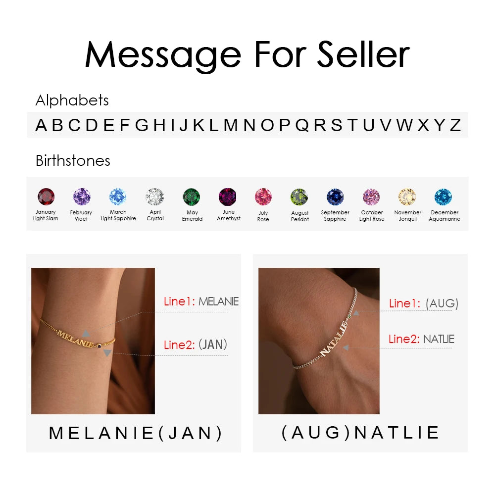 Personalized Birthstone Name Bracelet — Custom Keepsake