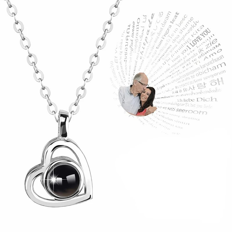 'I Love You in 100 Languages' Photo Projection Necklace
