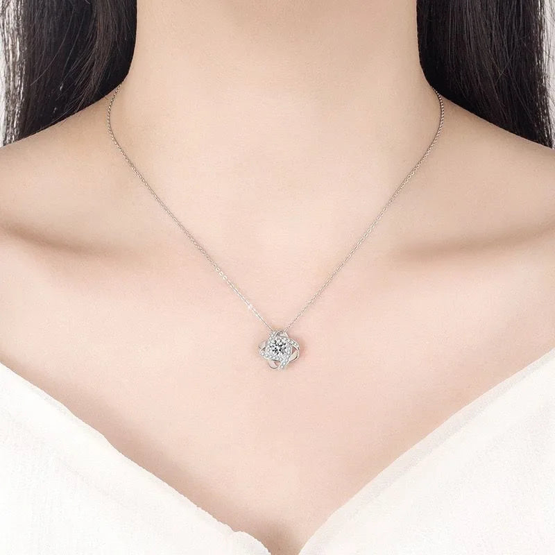 To My Daughter Four-Leaf Clover Necklace — Sterling Silver, LED Gift Box