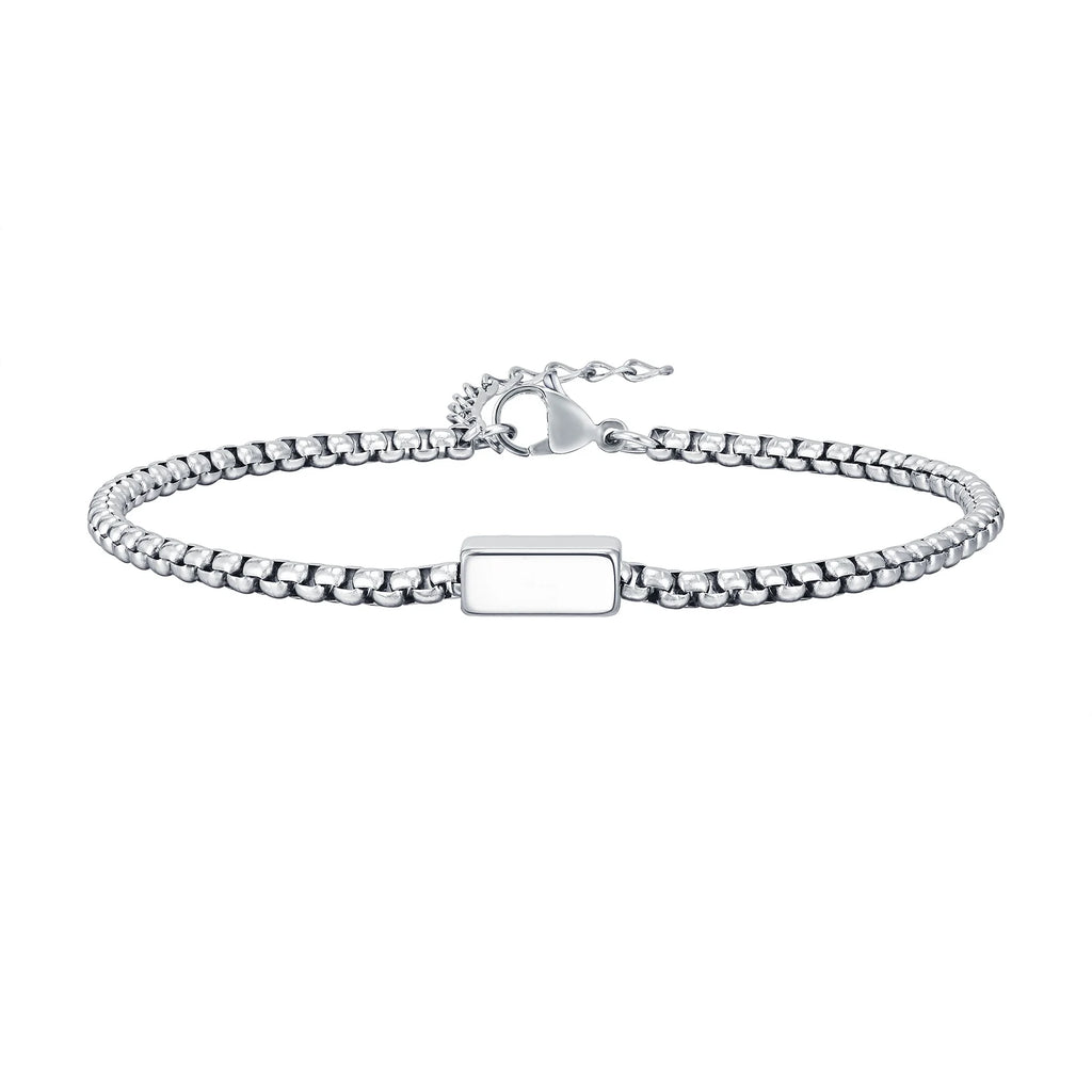 Engraved Family Names Bracelet for Him — Stainless Steel Keepsake