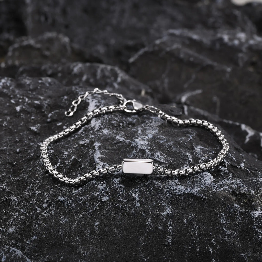 Engraved Family Names Bracelet for Him — Stainless Steel Keepsake