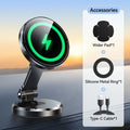Joyroom Magnetic Car Phone Holder 15W Wireless Charging Phone Holder Charger Foldable With Rotatable Charging Panel For 4.7-7''