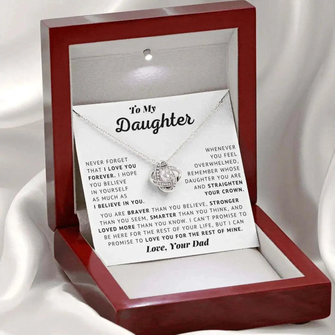 To My Daughter Necklace from Dad — Keepsake Pendant with Gift Box