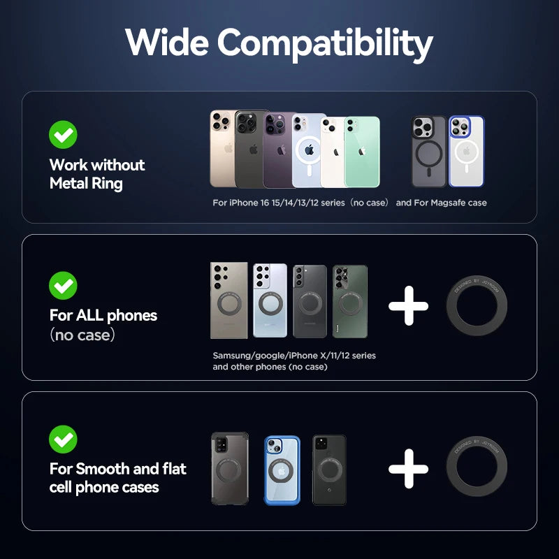 Joyroom Magnetic Car Phone Holder 15W Wireless Charging Phone Holder Charger Foldable With Rotatable Charging Panel For 4.7-7''