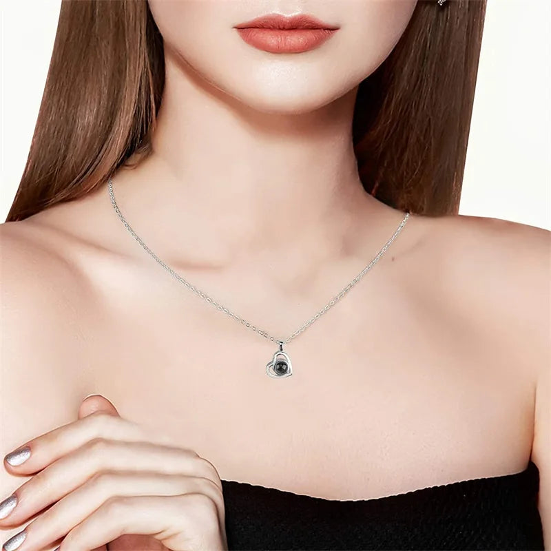 'I Love You in 100 Languages' Photo Projection Necklace