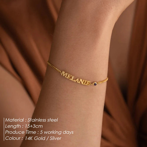 Personalized Birthstone Name Bracelet — Custom Keepsake
